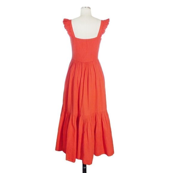 Carolina K Kuna Embroidered A-Line Midi Dress Red Sz Small resort cottagecore - Picture 4 of 13